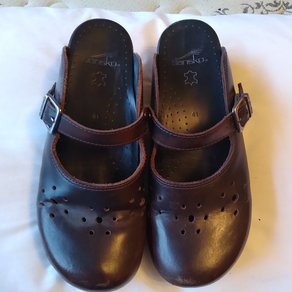 Dansko size 41 brown slip on clogs
